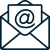 Outlined envelope with '@' symbol on a letter.