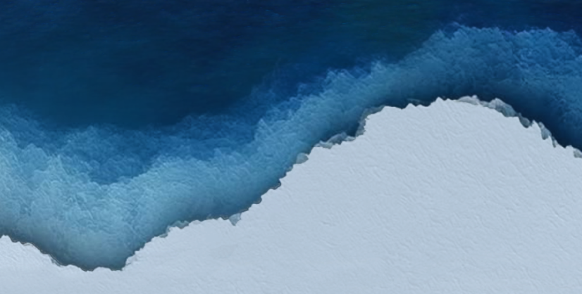 Abstract ocean wave with deep blue transitioning to white.