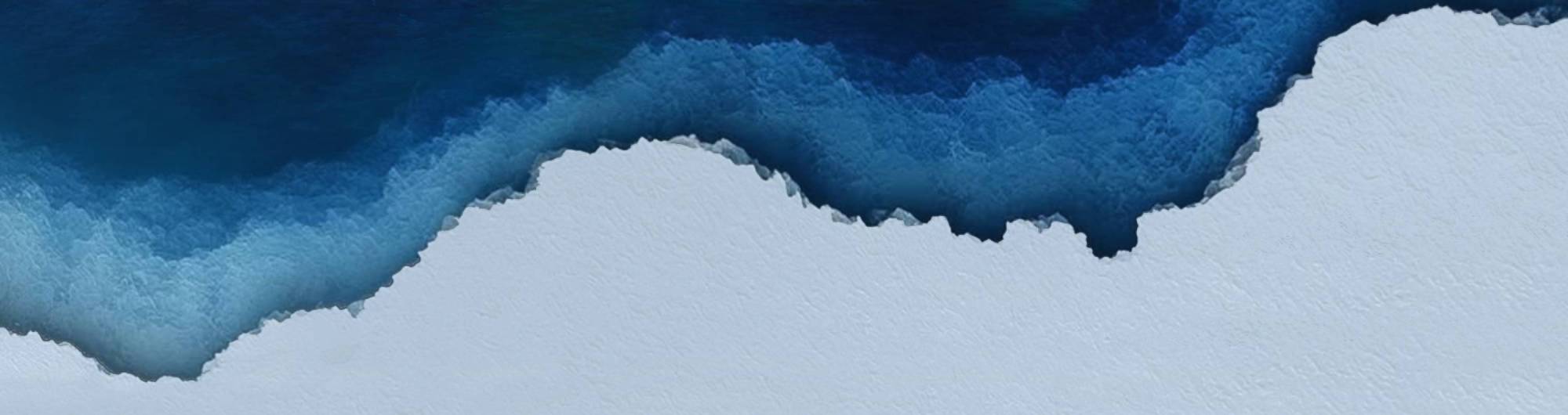 Abstract art with dark and light blue wavy patterns on a white background.